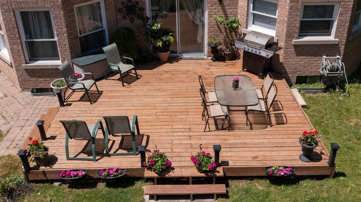 bbq setup at backyard deck