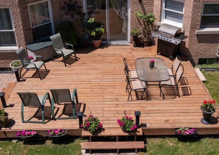 bbq setup at backyard deck