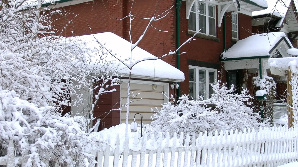 House covered by snow after blizzard. Winter. Toronto, Canada