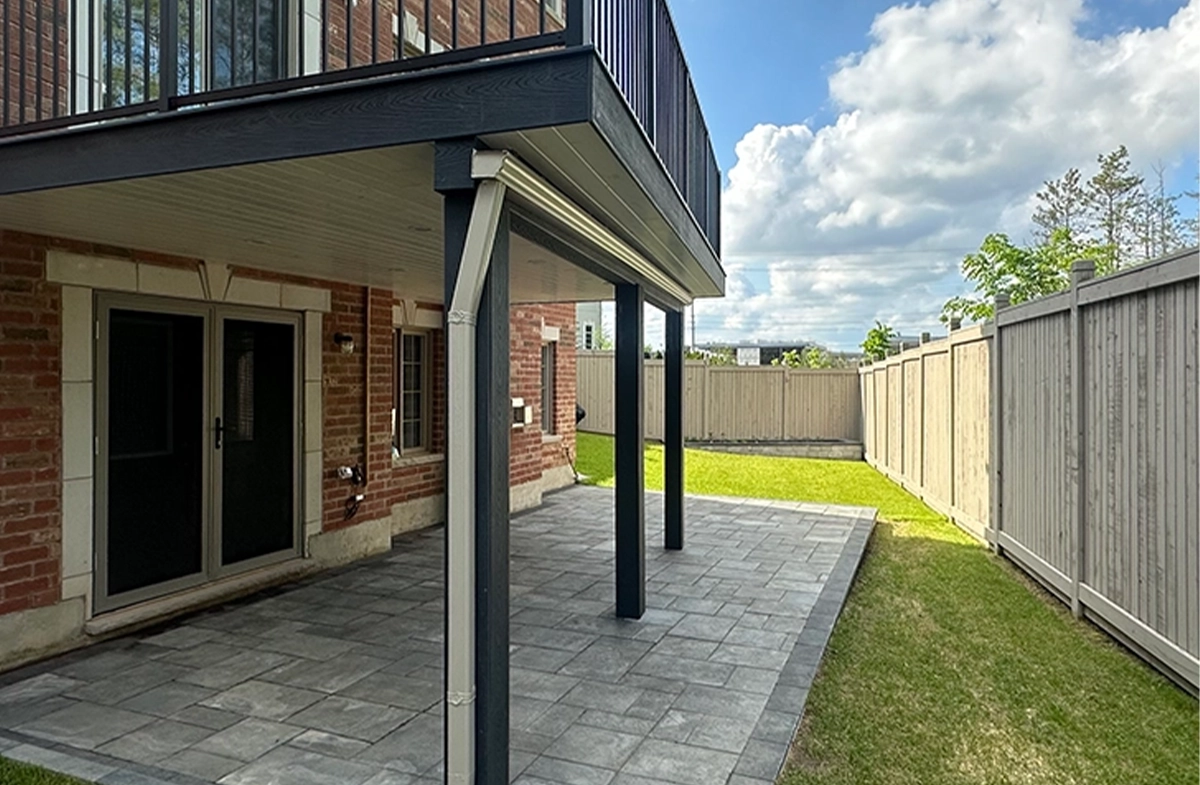 above ground deck on interlock floor above ground deck on interlock floor