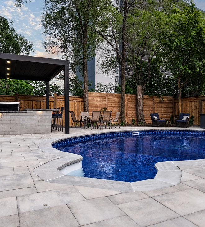 close view of pool coping and interlocking floor close view of pool coping and interlocking floor