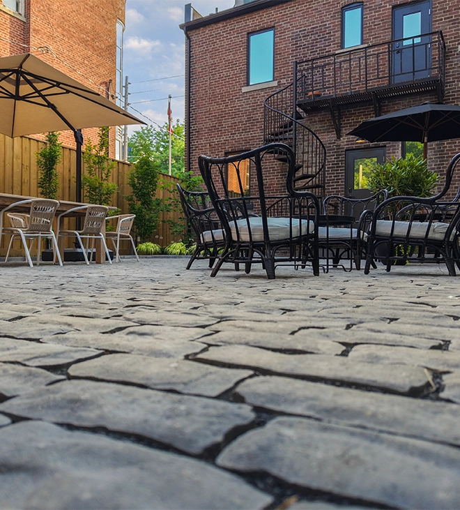 closeup view of paver floor