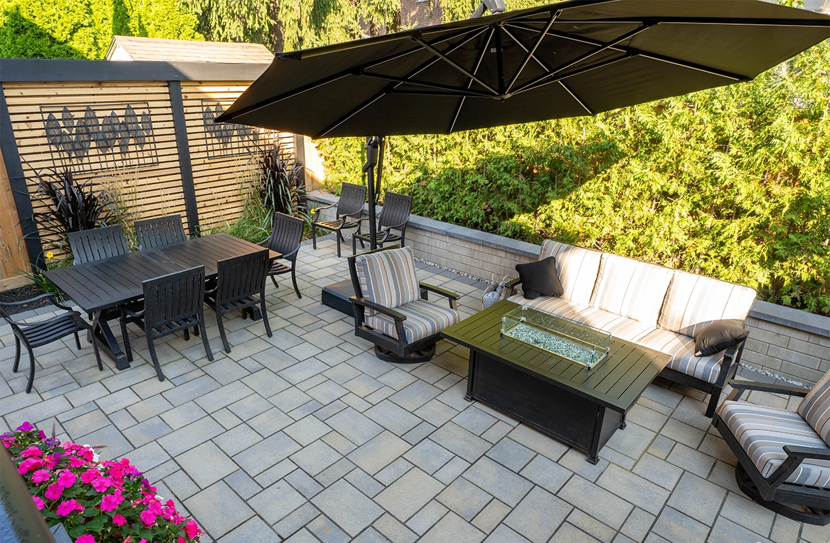 complete sitting setup in backyard space