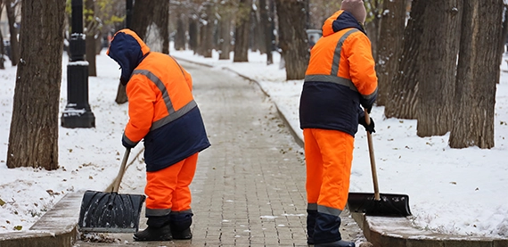 crew removing from public walk way