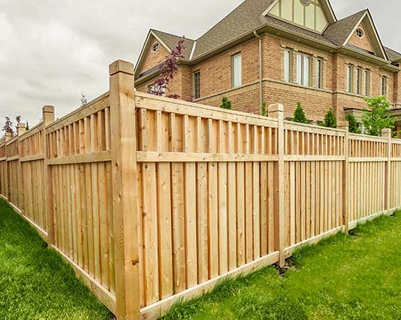 fence designs corner view of large home wooden fence