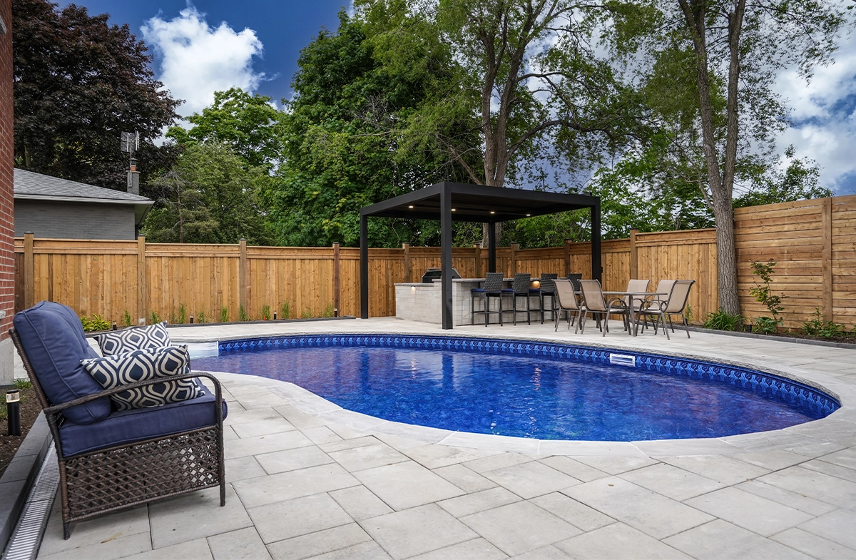 full view of pool in back yard full view of pool in back yard