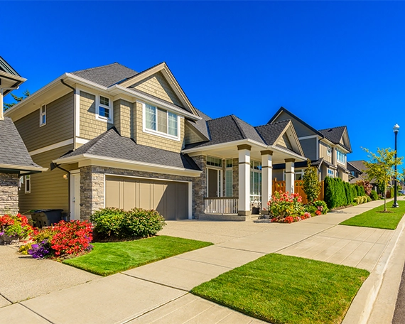 home front driveway with landscaping