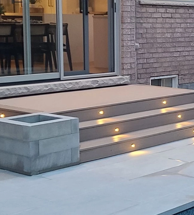 lighting feature in wooden deck