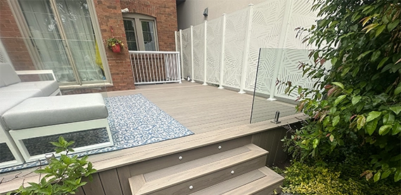 luxury deck with glass fence