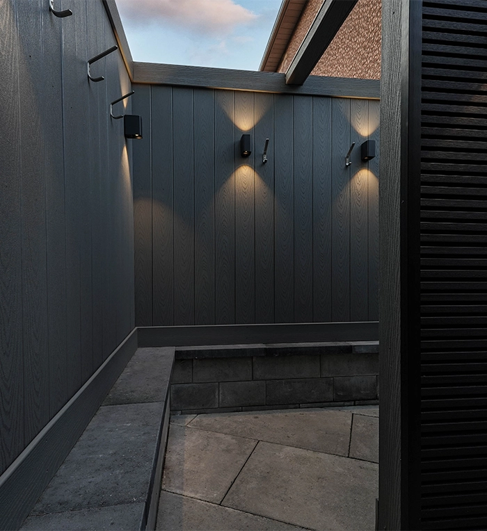 new modern fence with lighting