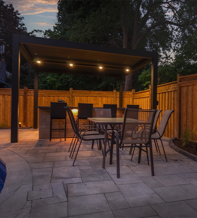 night view of open kitchen and sitting setup with lighting night view of open kitchen and sitting setup with lighting