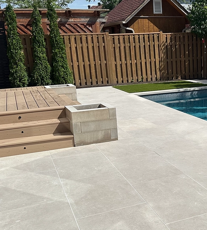 side view of wooden deck