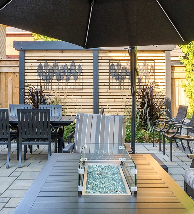 tables with chairs in backyard open space