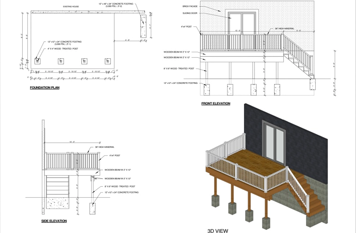 timbertech deck permit and 3d view
