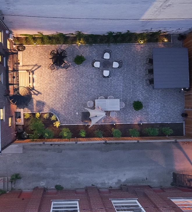 top view of complete cobblestone project