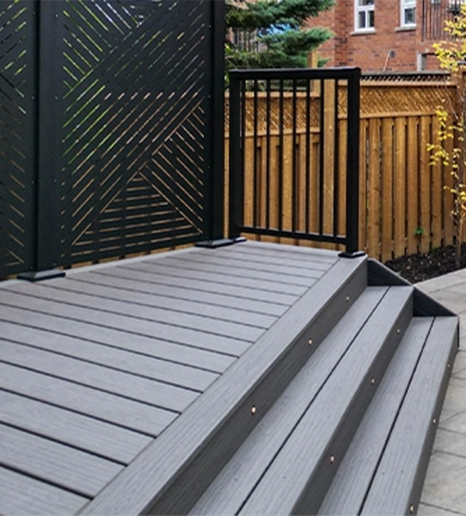 trex deck with steps and privacy screen
