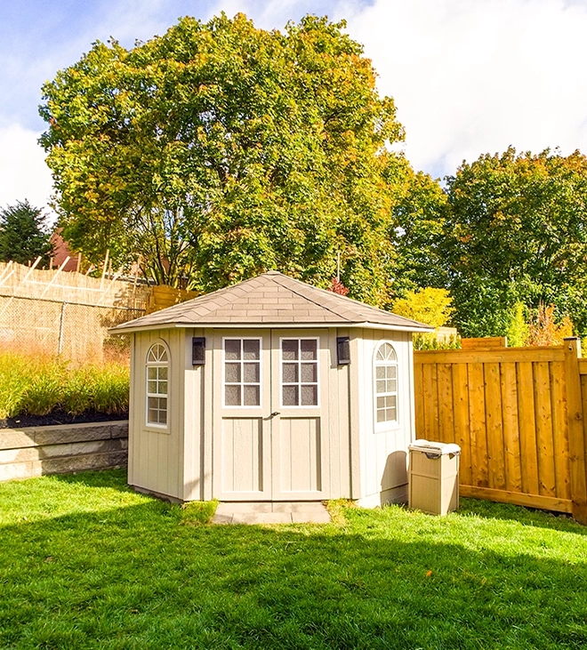 wooden carpentry in home back lawn