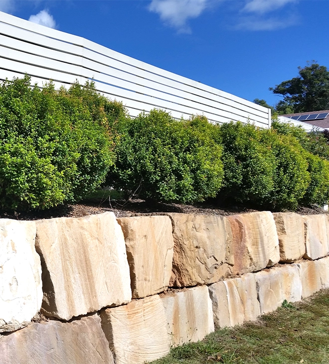 traditional armour stone retaining wall, hold soil erosion