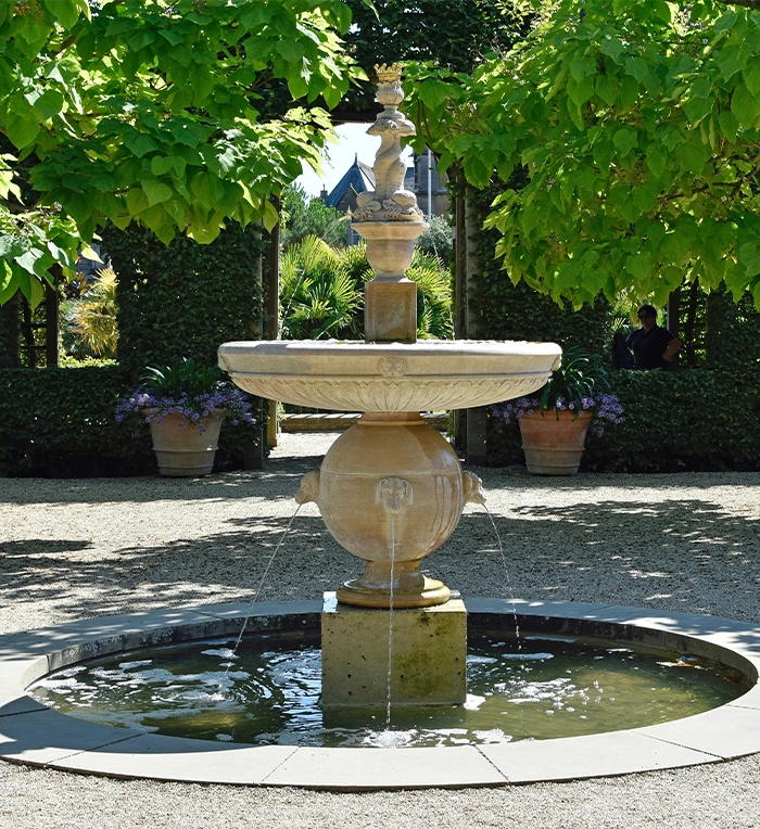 aesthetic style water fountain in garden yard
