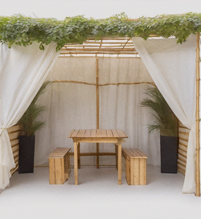 beautiful sukkah decor and sitting setup