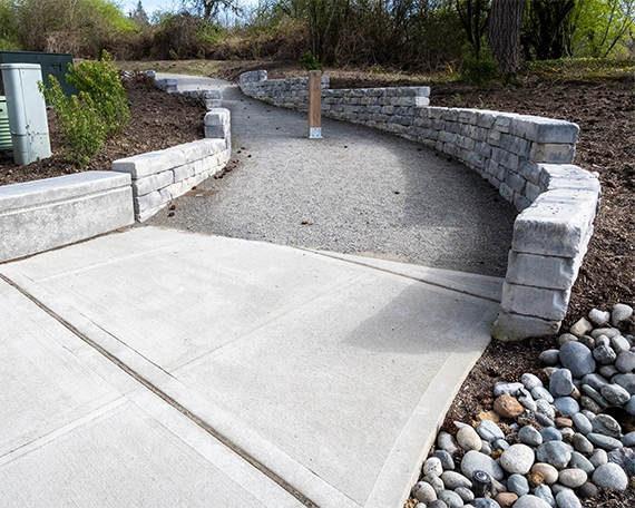 block retaining walls around road