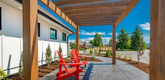 wooden cabana structure on deck