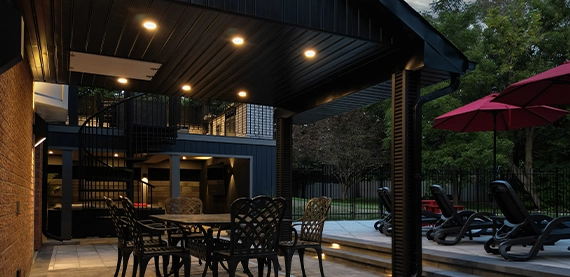 night view of home backyard