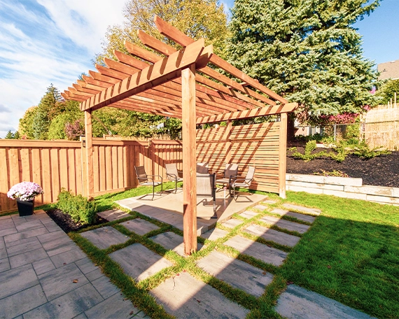 side view of wooden cabana
