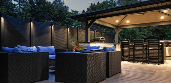 cabana, open kitchen, sitting space