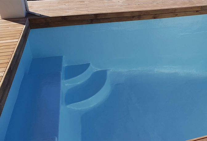 close up view of fibreglass pool