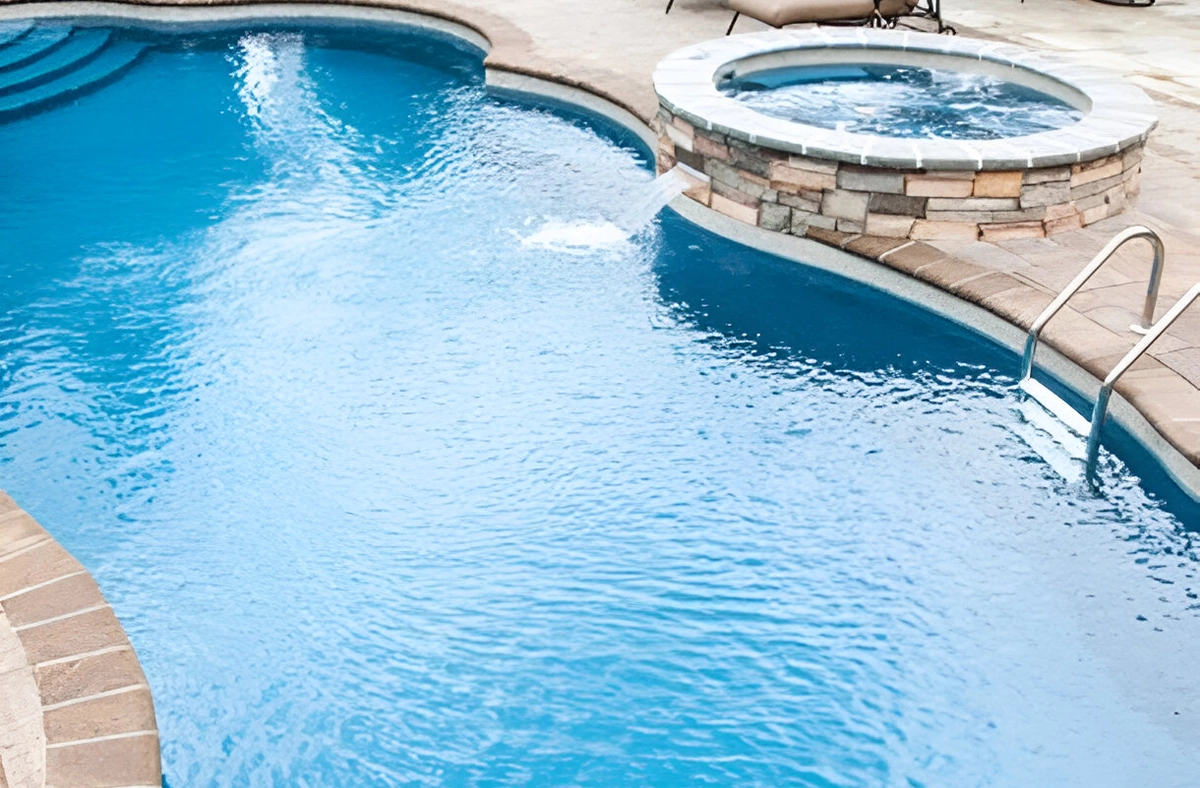 concrete large pool with small pool concrete large pool with small pool waterfall