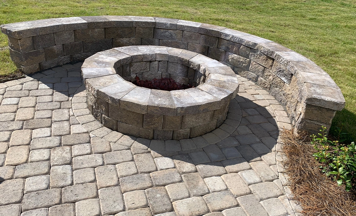 interlocking fire pit and patio