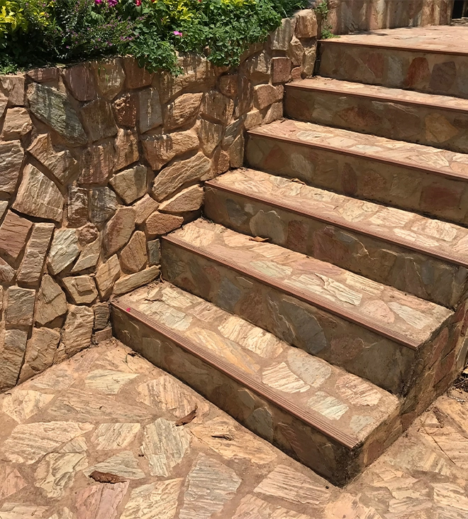 flagstone surface, wall and steps flagstone surface, wall and steps