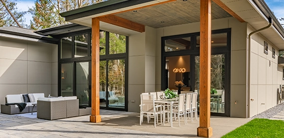 sitting setup under front porch