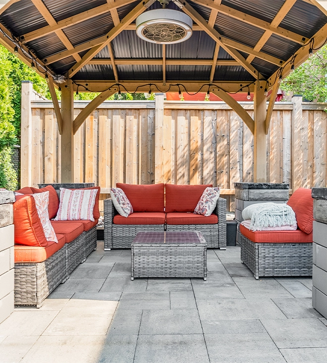 gazebo in interlock floor and sitting setup