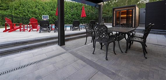 home backyard interlocking surface with water drainage