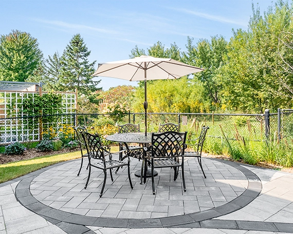 open sitting on interlocking patio