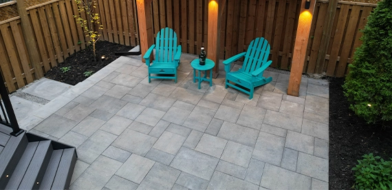 top view of interlocking backyard