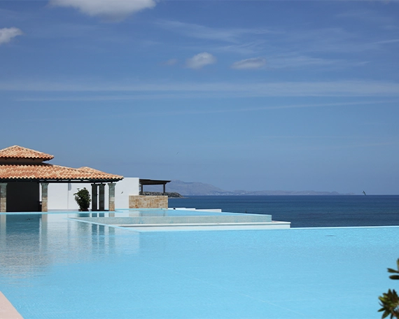 infinity swimming pool and sea view