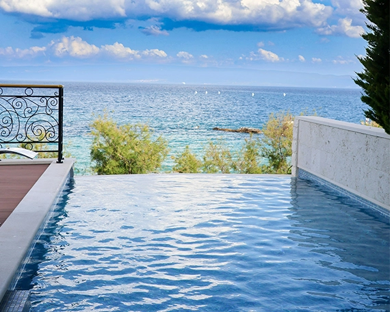 infinity swimming pool with sea view