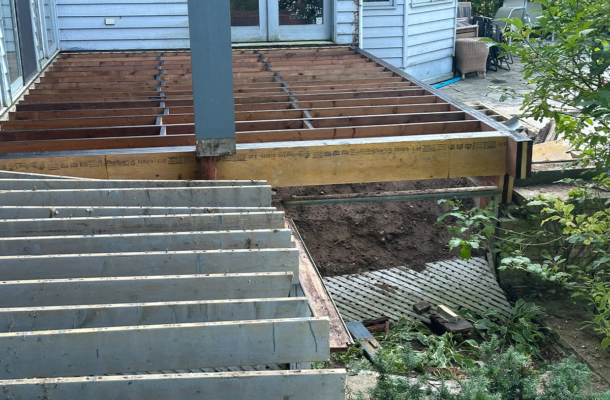 inspection of deck footers and framing