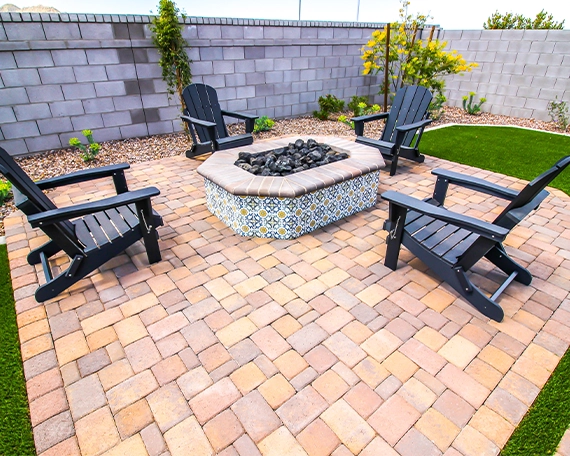 aesthetic design interlock patio and fire pit
