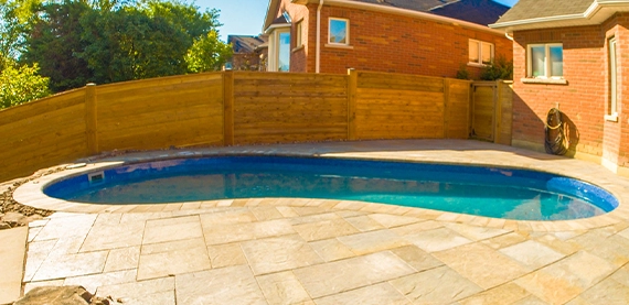 interlocking pool image four pool with interlocking deck, noon view