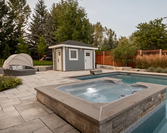 interlocking pool image three pool with small plunge and interlocking deck