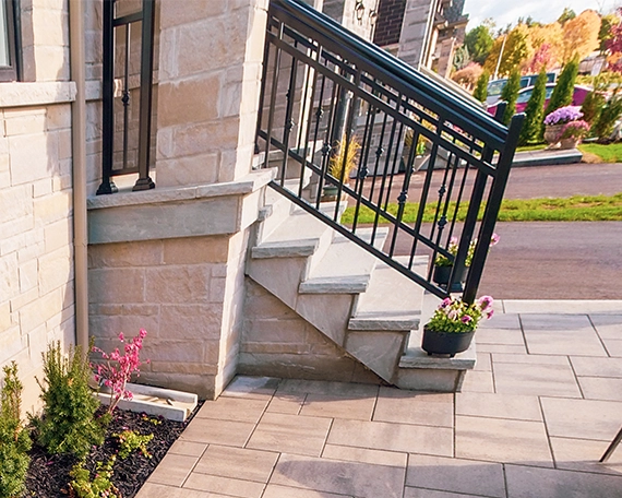 side view of steps with railing