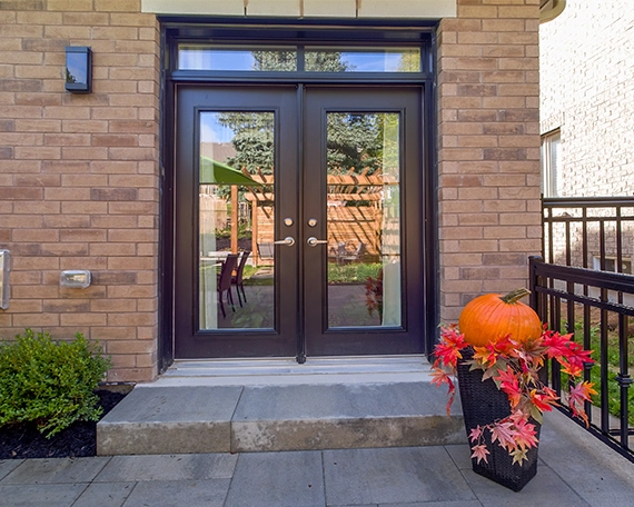 double door entrance and interlock step