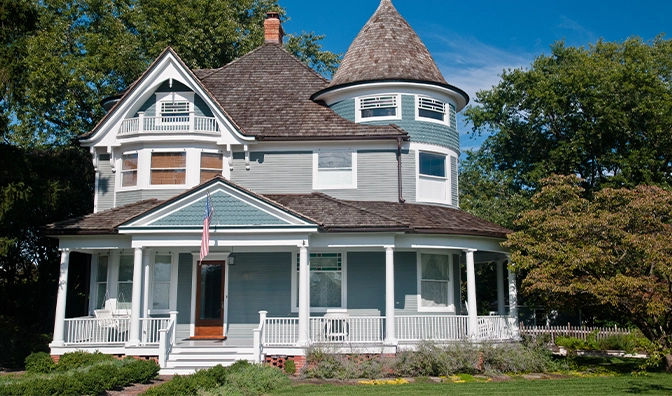 luxury residential home building with front porch