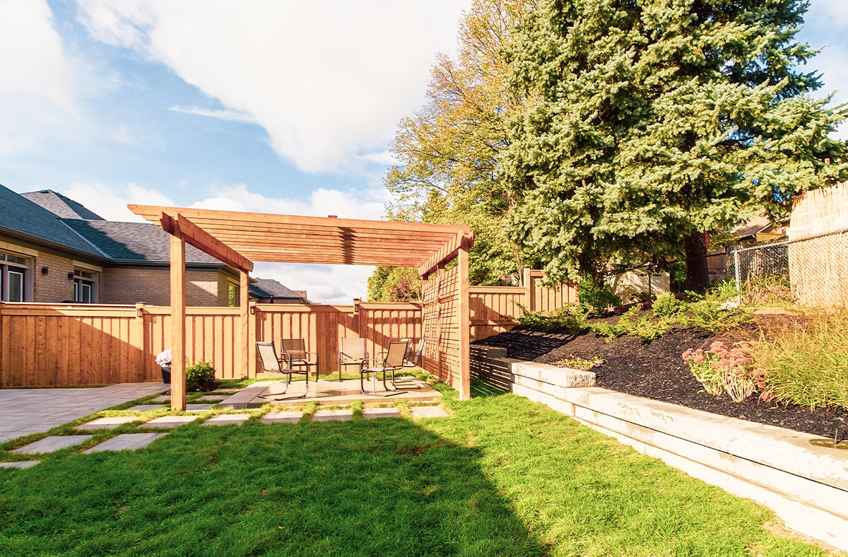 outdoor cabana in home backyard