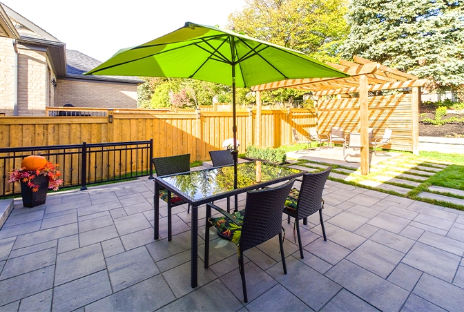 outdoor space seating on interlocking patio