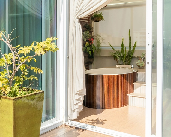 plunge pool img seven plunge pool in bathroom, plants décor